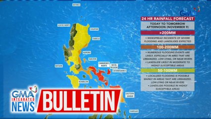 Magdamag na maulan sa ilang lugar sa Luzon at Visayas dahil sa Typhoon Uwan | GMA Integrated News Bulletin