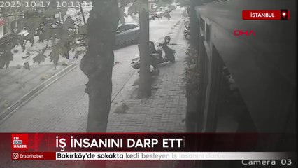 Bakırköy'de sokakta kedi besleyen iş insanını, yolu kapattığını öne sürerek darbetti