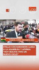 Stello Cochamanidis, presidente del Comité Cívico de Santa Cruz, llegó a los exteriores de la Asamblea Legislativa