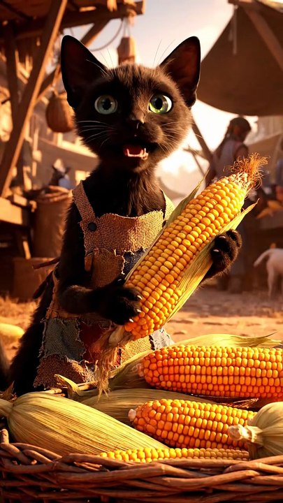 Poor Cat Selling Corn 😿 | Heart Touching Emotional Story | Sad & Inspirational Cat Video 2025