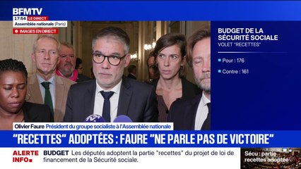 La partie "recettes" du budget de la Sécurité sociale adoptée: "Nous avons fait notre devoir", estime Olivier Faure (PS)