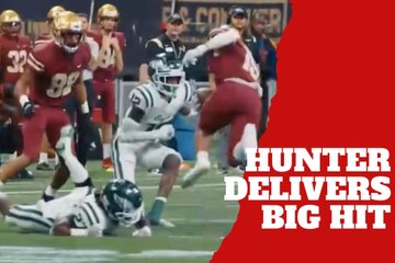 Travis Hunter delivers a big hit in a resurfaced video of his high school days