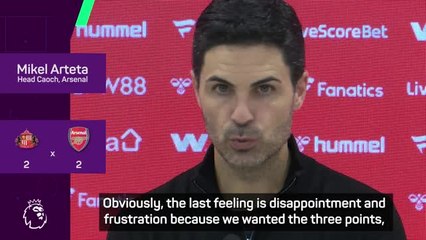 'Disappointment and frustration' - Arteta's Arsenal held by Sunderland