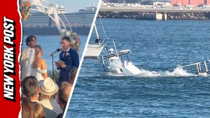Sinking boat almost steals the show at waterfront wedding in San Diego