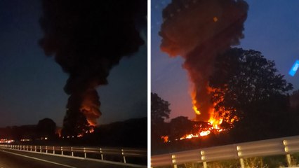 Incendio en pipa provoca caos en la México-Puebla tras volcadura