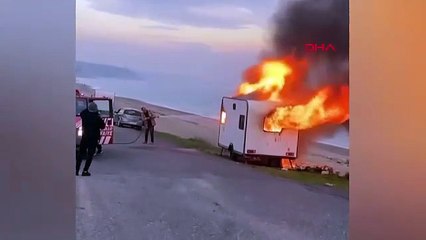 Alev alev yanan karavan küle döndü