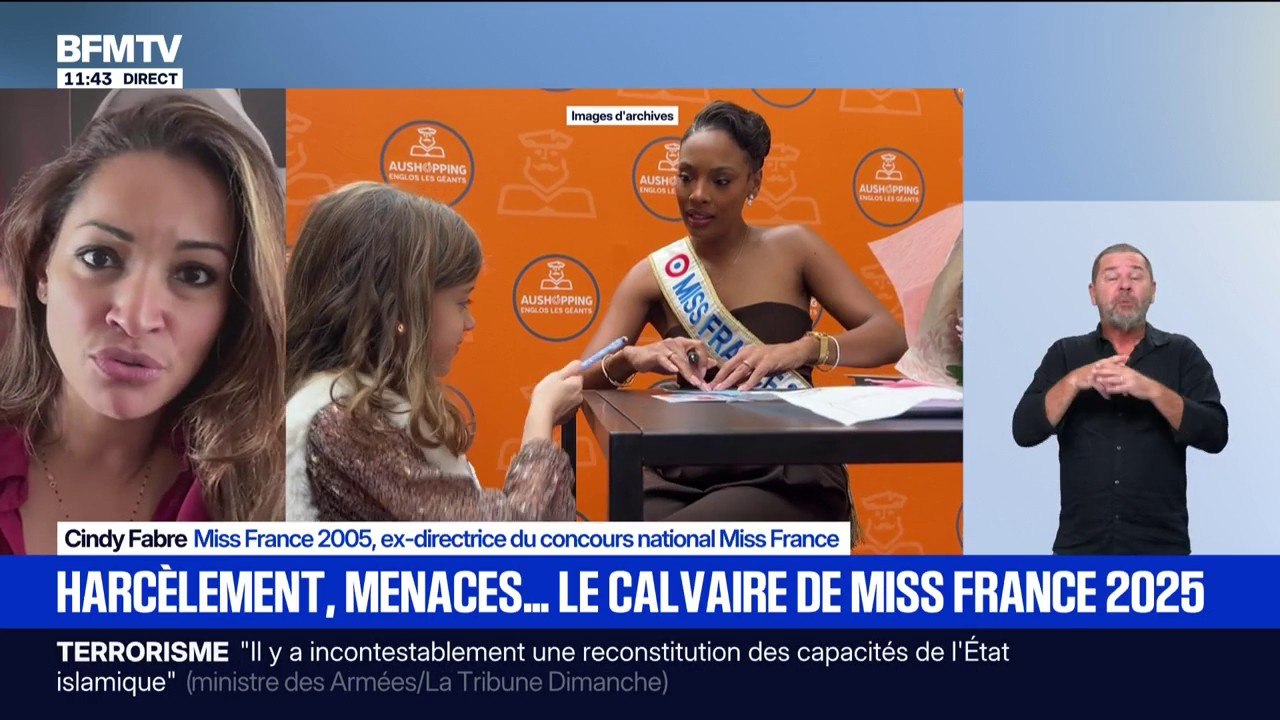 Injures et menaces de mort à l'encontre de Miss France 2025: "On parle juste d'attaques via les réseaux sociaux qui arrivent à toutes les personnes médiatiques", affirme Cindy Fabre, Miss France 2005, ex-directrice du concours