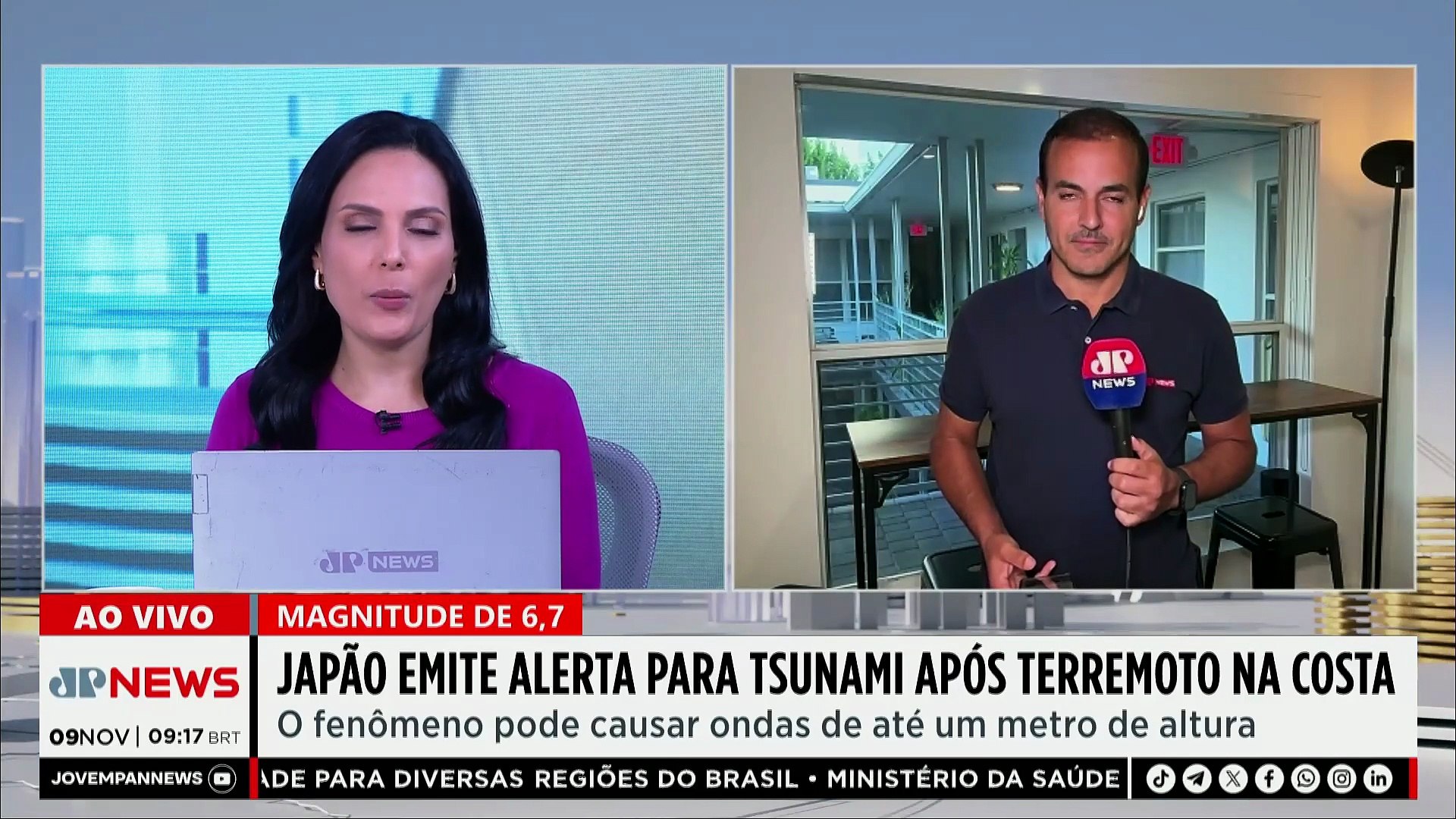 Japão sob alerta de tsunami após forte terremoto atingir Fukushima, image size:1920x1080