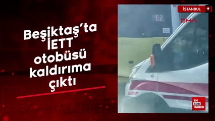 Beşiktaş’ta İETT otobüsü kaldırıma çıktı