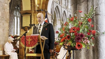 The Mayor of Crediton during his reading at the Remembrance Service, video Alan Quick IMG_7536