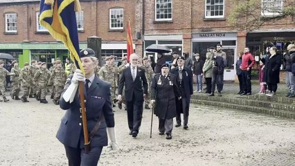The parade arrives at Crediton Town Square for the final salute following the town Act of Remembrance, video Alan Quick IMG_7643