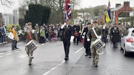 The parade leaves Crediton Parish Church to Crediton War Memorial, video Alan Quick IMG_7555