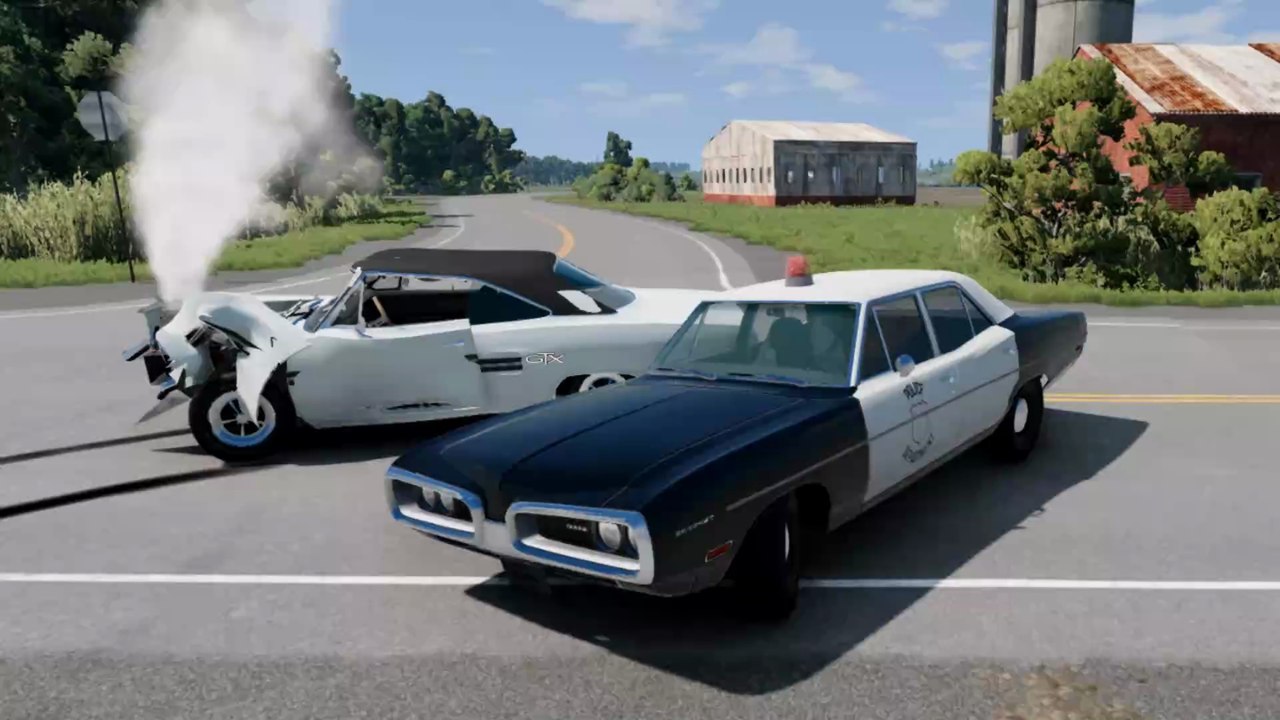 1970 Plymouth GTX police chase (BeamNG Drive)