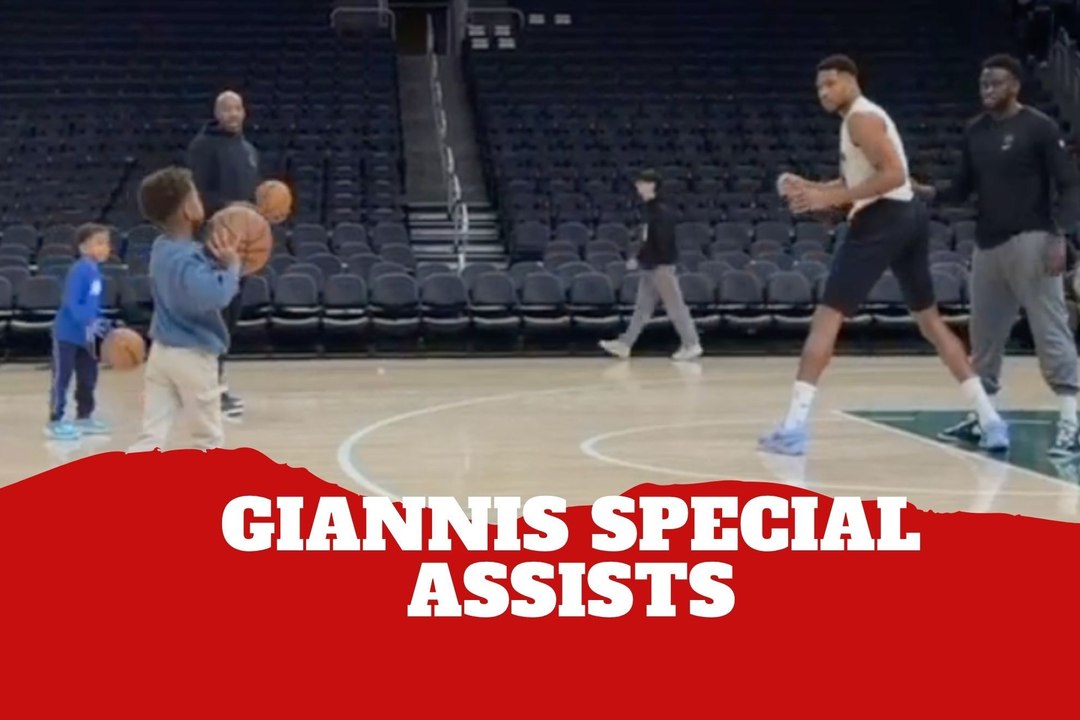 Giannis Antetokounmpo gets assists from his kid...