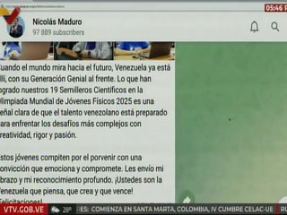 Presidente Maduro felicitó los 19 semilleros científicos por destacada participación en la WYPO 2025