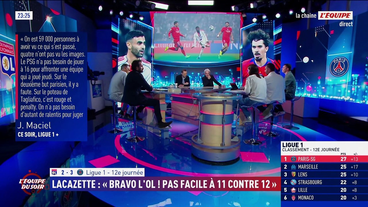 L'OL en colère contre l'arbitrage après la défaite face au PSG : « Paris n’a pas besoin de jouer à 16 » - Foot - Ligue 1 - OL