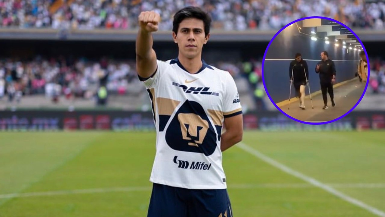 JJ Macías sale del Estadio Universitario en muletas tras lesión en el Cruz Azul vs. Pumas