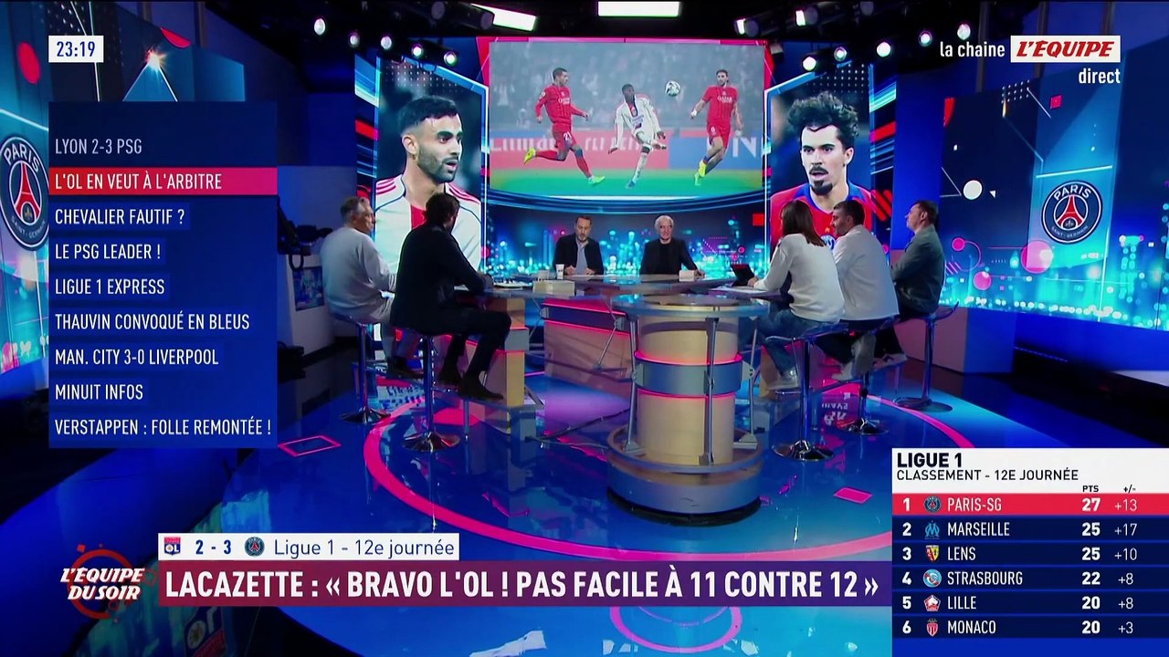 Alexandre Lacazette se plaint de l'arbitrage du match OL-PSG : « Pas facile à 11 contre 12 » - Foot - Ligue 1 - OL