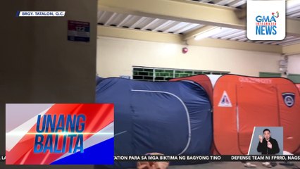 Ilang pamilya sa Brgy. Tatalon, Q.C., lumikas bilang pag-iingat sa Bagyong Uwan | Unang Balita