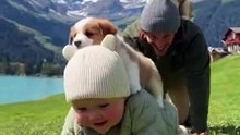 Baby and Dog ! #shorts #youtubeshorts #baby #dog #babyanddog #dogandbaby #smile