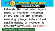 Calculate the root mean square speed of hydrogen molecules at 0 degree centigrade and 1 atm pressure. Assuming hydrogen to be an ideal gas. The density of hydrogen is 8.99×10^-2 kg/m3