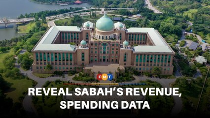 Show the numbers for Sabah revenue, spending, Putrajaya told