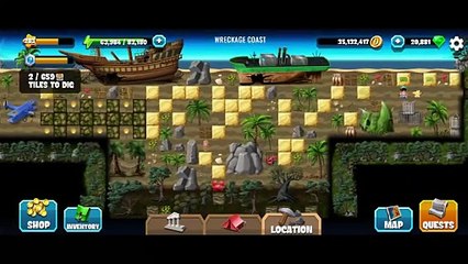 Wreckage Coast, Diggy's Adventure, Father's Quest, Atlantis, Tasks of the Story only.