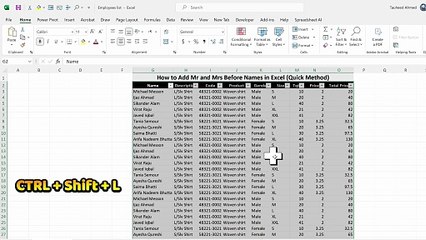 How to Add Mr and Mrs Before Names in Excel (Quick Method)