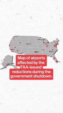 Map of airports affected by the FAA issued reductions during the government shutdown.