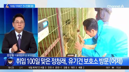 정청래 與 대표, 100일 기자회견 대신 유기견 보호소 봉사