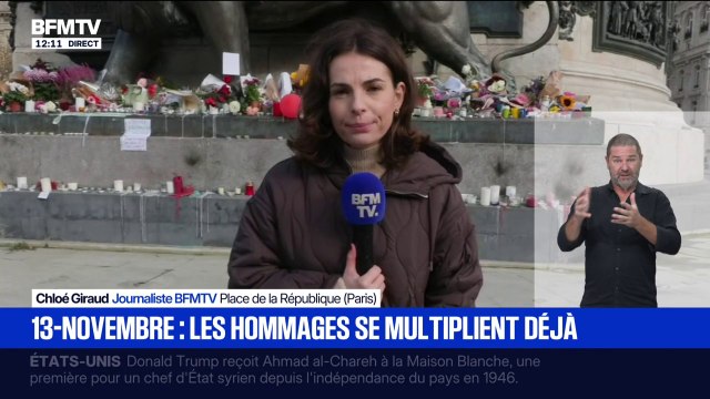 13-Novembre: à la veille du 10e anniversaire des attentats, des fleurs en hommage aux victimes ont été déposées place de la République à Paris
