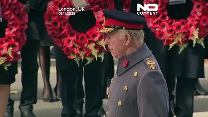 König Charles III. und Prinz William gedenken der Kriegstoten bei einer Zeremonie in London