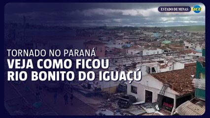 Tornado deixa cidade do Paraná em ruínas