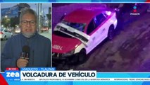 Taxi vuelca por viajar a exceso de velocidad sobre Viaducto y Tlalpan
