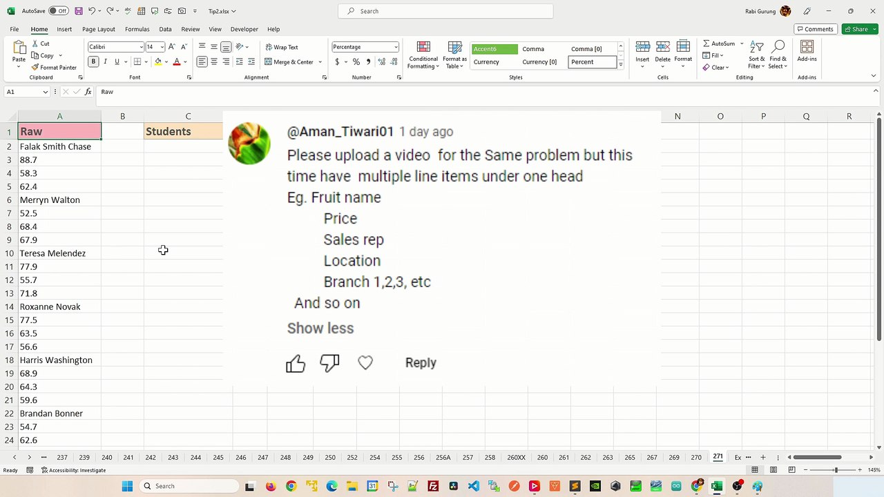 Unstack data from one column to multiple columns - Excel Tips and Tricks