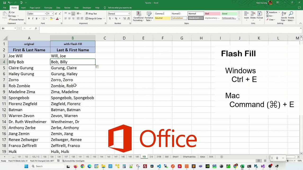 Why is my flash fill not working in #excel - Excel Tips and Tricks