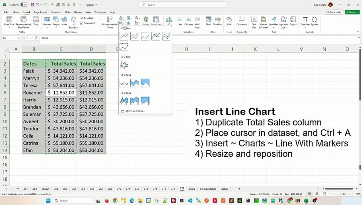 Excel line chart with a gradient fill beneath it - Excel Tips and Tricks