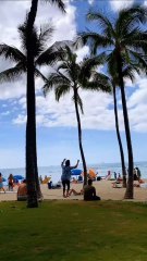 Playing on a rope on the beach