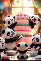 Little Pandas Bake a Birthday Cake 🎂🐼 | Cute Panda Short Video