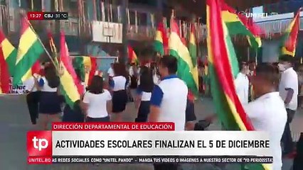 Actividades escolares en Pando concluyen el 5 de diciembre