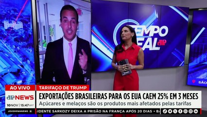 Tarifaço de Trump faz exportações do Brasil para EUA despencarem 25% | TEMPO REAL