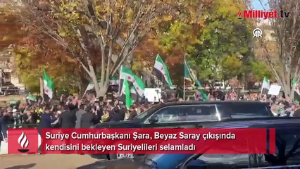 Suriye Cumhurbaşkanı Şara, Beyaz Saray çıkışında kendisini bekleyen Suriyelileri selamladı