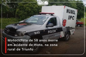 Motociclista de 58 anos morre em acidente de moto, na zona rural de Triunfo
