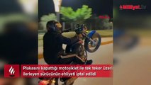 Motosiklet ile yaptığı hareket başına bela oldu! Ehliyeti iptal edildi