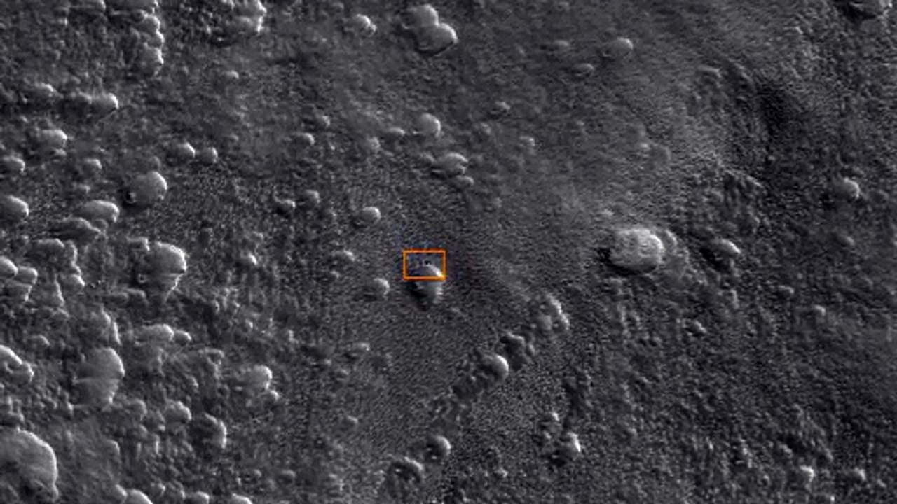 Bright Ice Patch On Mars Crater