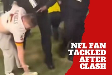 Commanders fan gets flattened after heated Lions exchange