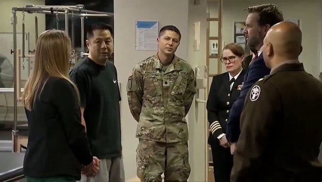 JD Vance jokes about job complaints while visiting Walter Reed patients