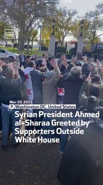 Syrian President Ahmed al-Sharaa Greeted by Supporters Outside White House
