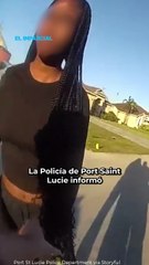 Joven enfurecida arremete contra patrulla con una pala