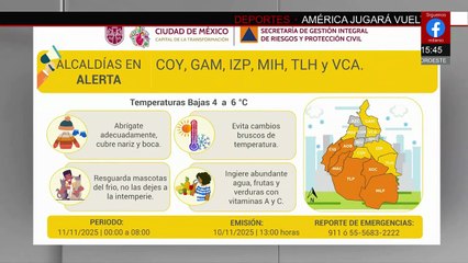 En la Ciudad de México, activan alerta naranja por las bajas temperaturas